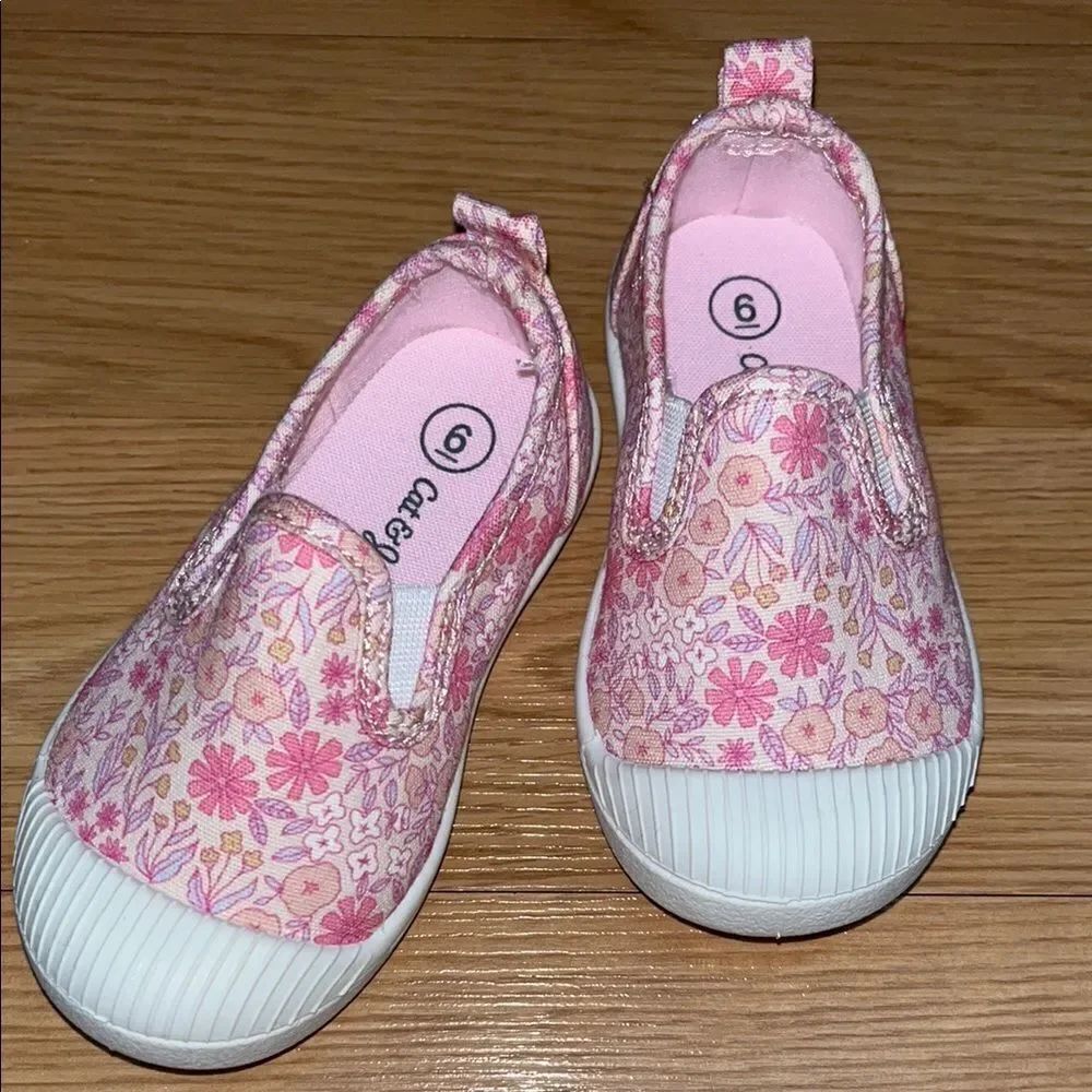 Cat & Jack Floral Pink Girls Size 6 Slip-On Shoes
